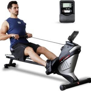 CRLYN® Roeitrainer Inklapbaar - Hometrainer - Roeimachine Fitness - Grijs (6152123367356)