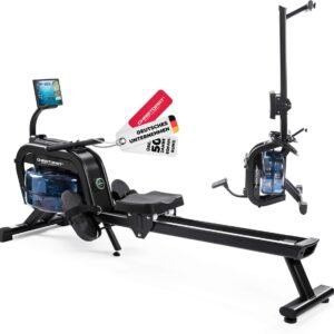 Christopeit roeitrainer waterweerstand WP 2000 - 3-in-1 hybride weerstandssysteem, LED Smart Control, Bluetooth, compatibel met Kinomap-app, tot 120 kg (4044163050867)
