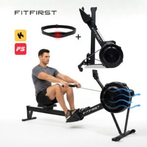 FitFirst® AirRower | Inklapbare roeitrainer met Apps | Roeimachine voor elke lengte en tot 200KG | Professionele Ergometer | 10 Niveaus Luchtweerstand| (8721082449151)