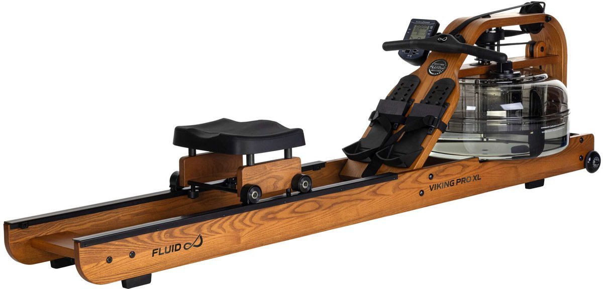 Fluid Rower Viking Pro XL Roeitrainer - Opklapbaar - Roeimachine met 10 weerstanden - Roeiapparaat voor thuis - Bluetooth - Verstelbaar - Water weerstand - Inclusief hartslagfunctie (4895147802954)