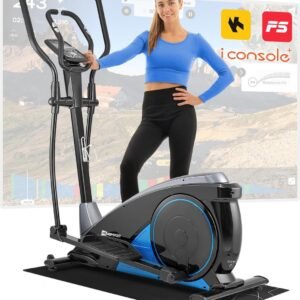 Hop-Sport Crosstrainer HS-060C voor Thuisgebruik - Fitness Crosstrainer met App-Bediening, HRC-Functie, 16 Verstelbare Weerstandsniveaus, Stil Magnetisch Systeem, Max. Gebruikersgewicht 150 kg, Blauw (5902308220034)