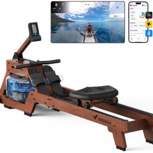 MERACH Waterweerstand roeimachine voor thuis - Roeitrainers met ergonomisch zitje - Professionele Bluetooth-monitor met tablet-houder - Ideaal voor full-body training - Stille werking en realistisch watergevoel - Geschikt voor alle fitnessniveaus (6976326388860)