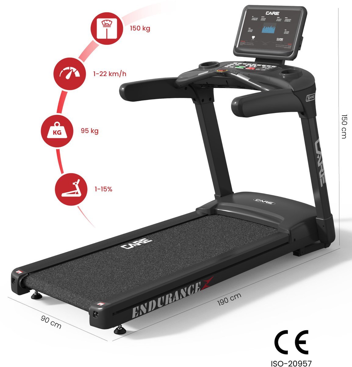 Professionele loopband - 22km/u - CARE - ENDURANCE (3347264507300)