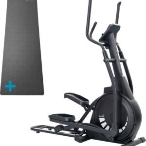 Skandika Carbon P23 Crosstrainer SET - Crosstrainer - Crosstrainer (172l x 63.5b x 179h cm) + Mat (65 x 230 cm) - Elliptische trainer voor thuisgebruik, inklapbaar, 23 programma's, app-compatibel, 16 weerstandsniveaus - Duurtraining - zwart (4262393517114)