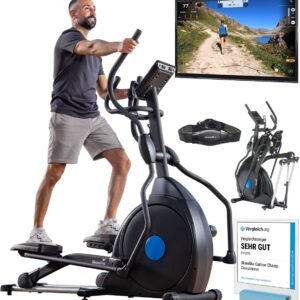 Skandika CardioCross Carbon Champ Elliptische Crosstrainer - Crosstrainers - Fitness - Cardio fiets - Cardio trainer met 24,5kg vliegwielmassa en magnetisch remsysteem | multifunctionele computer, Bluetooth, tablethouder, Kinomap | tot 150kg - zwart (4260232839649)