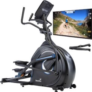 Skandika CardioCross Conqueror Crosstrainer - Hometrainer - 31 programma's - 32 niveaus - Premium elliptische trainer - 25 kg vliegwielmassa, app-compatibel Kinomap, 4 profielen, hartslagmeting, hoogte-instelling - max. 150 kg - zwart/blauw (4260651216656)