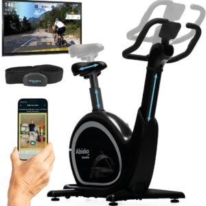 Skandika Ergometer Abisko wereldprimeur - Premium EMS-weerstand en slimme hometrainer met app-besturing, automatische stuur- en zadelverstelling, 36 weerstandsniveaus | hometrainer fiets voor thuis (4262450461091)