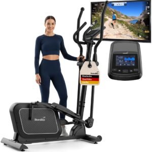 Skandika crosstrainer voor thuis Fint P8-R - Stille hometrainer, 32 standen, 22 programma's, tot 120 kg, compatibel met Kinomap app, 8 kg vliegwiel, elliptische trainer | Ellips crosstrainer fitness sport (4262450464344)