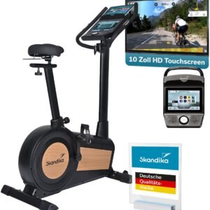 Skandika ergometer Cykling P15 touchscreen - Hometrainer fiets met LCD-touchdisplay, voorgeïnstalleerde apps, 28 programma's, magneetrem met 32 standen, compatibel met Kinomap app, indoor bike tot 150 kg (4262450464207)