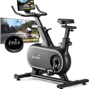 Skandika hometrainer fiets Cykling P12-H - 32 niveaus, magneetrem systeem, 12 kg vliegwiel, appbediening met Kinomap, hometrainer fiets voor thuis | Indoor bike, fitnessfiets, trimfiets (4262393519446)