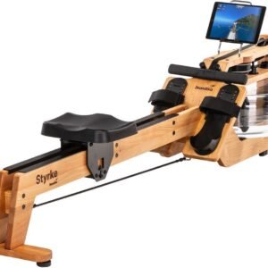 Skandika waterroeier Styrke Premium - Made in Germany, kersenhout uit Duitsland, roeimachine water van hout, Kinomap app-functie, roeitrainer voor thuis, tot 180 kg (4262393518128)