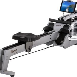 Skandika waterroeier Styrke Premium - Made in Germany, roeimachine water van hout, Kinomap app-functie, roeitrainer voor thuis, essen uit Duitsland, rood gekleurd geolied, tot 180 kg (4262393517824)