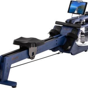 Skandika waterroeier Styrke Premium - Made in Germany, roeimachine water van hout, Kinomap app-functie, roeitrainer voor thuis, essen uit Duitsland, rood gekleurd geolied, tot 180 kg (4262393517893)