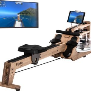 Skandika waterroeitrainer Styrke Premium - Made in Germany, roeitrainer met waterweerstand van hout, Kinomap app-functie, roeimachine voor thuis, massief essenhout uit Duitsland, natuurlijk roeien, tot 180 kg (4262393512867)