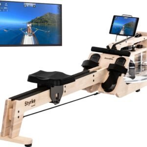 Skandika waterroeitrainer Styrke Premium - Made in Germany, roeitrainer met waterweerstand van hout, Kinomap app-functie, roeimachine voor thuis, massief essenhout uit Duitsland, natuurlijk roeien, tot 180 kg (4262393512881)