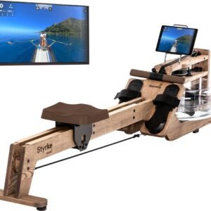Skandika waterroeitrainer Styrke Premium - Made in Germany, roeitrainer met waterweerstand van hout, Kinomap app-functie, roeimachine voor thuis, massief essenhout uit Duitsland, natuurlijk roeien, tot 180 kg (4262393512874)