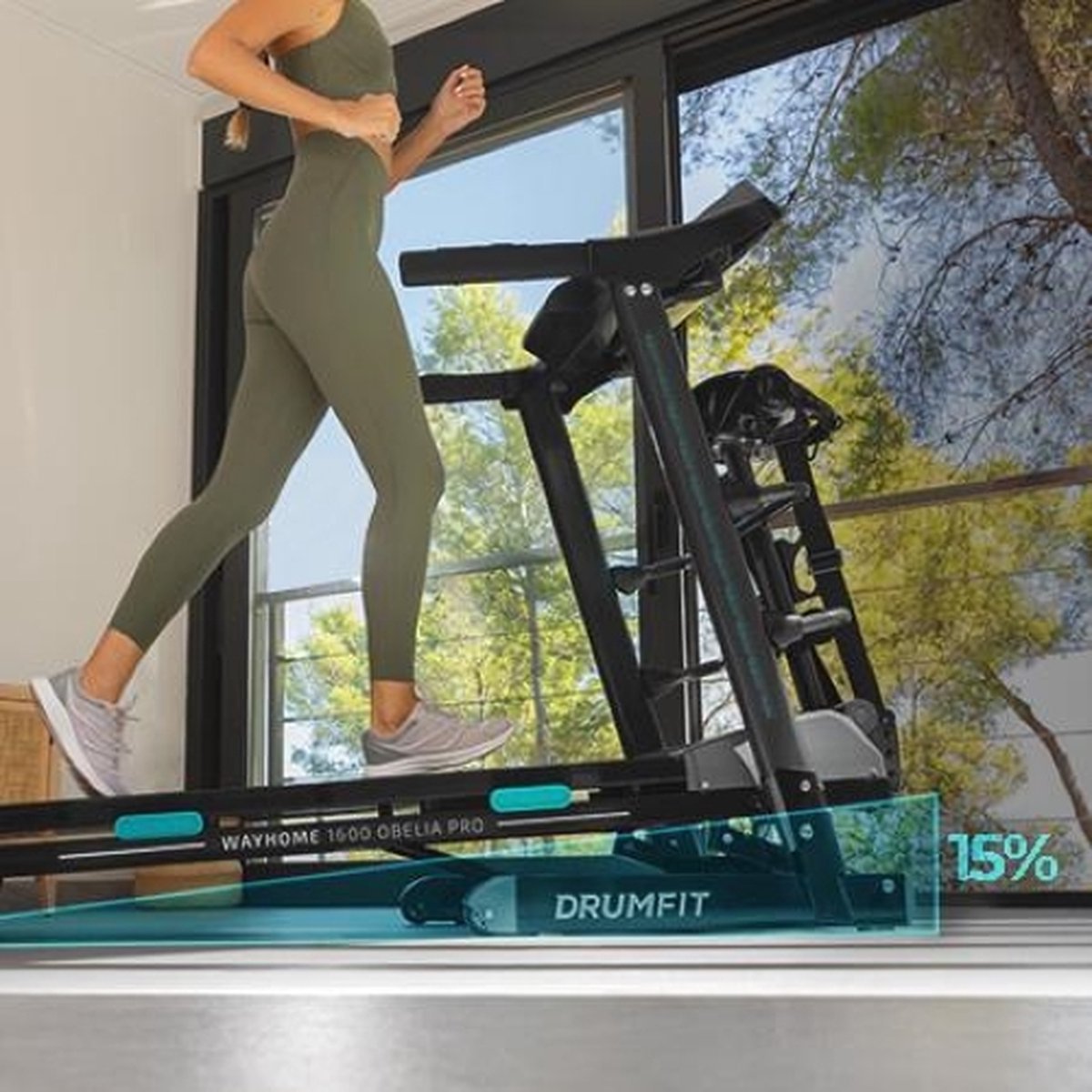 Cecotec - DrumFit WayHome 1600 Obelia Pro - 1500 W - 12 Programma's - 1 tot 16 KM/u - Opvouwbare Loopband - Loopvlak 130CM x 42CM - (8435484070812)