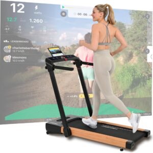 Christopeit Opvouwbare loopband - 2-in-1 tot 14 km/u - 12% helling - Bluetooth - houtlook (4044163050898)