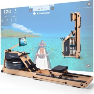 Christopeit WP 5000 roeitrainer voor thuis opvouwbaar - roeimachine van hout, hybride water-magneetsysteem, Kinomap, Bluetooth (4044163022659)