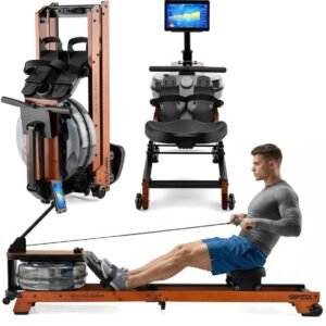 Gymtek® Roeitrainer Inklapbaar - Roeimachine - Roeiapparaat - Waterweerstand - 6 Weerstandniveaus - tot 120 kg - Bluetooth - Kinomap (5905884429778)