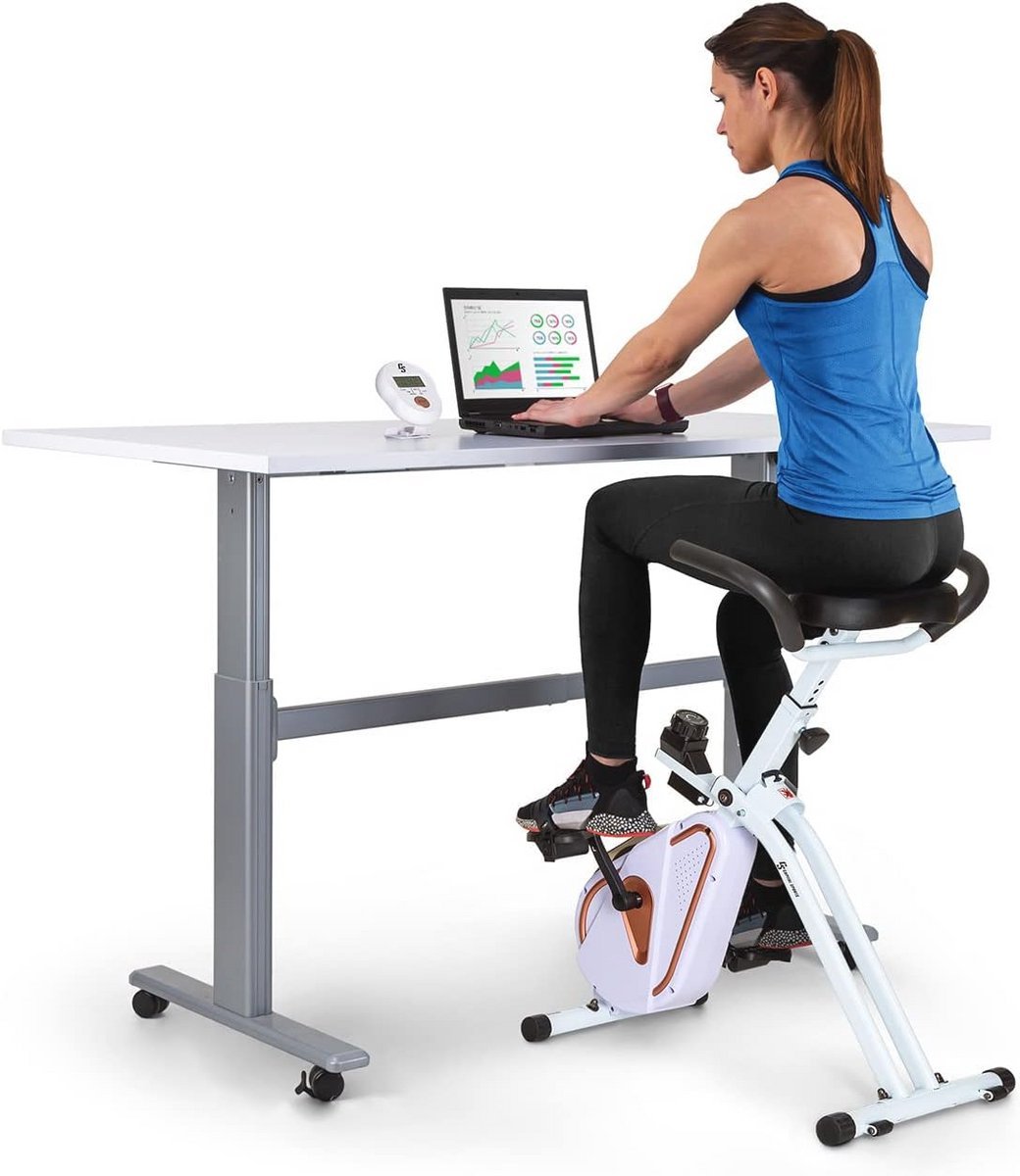 Hometrainer met Trainingscomputer - Verstelbare Fiets Ergometer voor Desk Bike en Thuisgebruik (6151825991920)