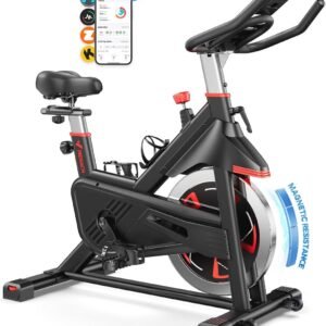 Hometrainer met magnetische weerstand en comfortabel zitkussen - Indoor cycling bike met tablethouder (9101034756596)