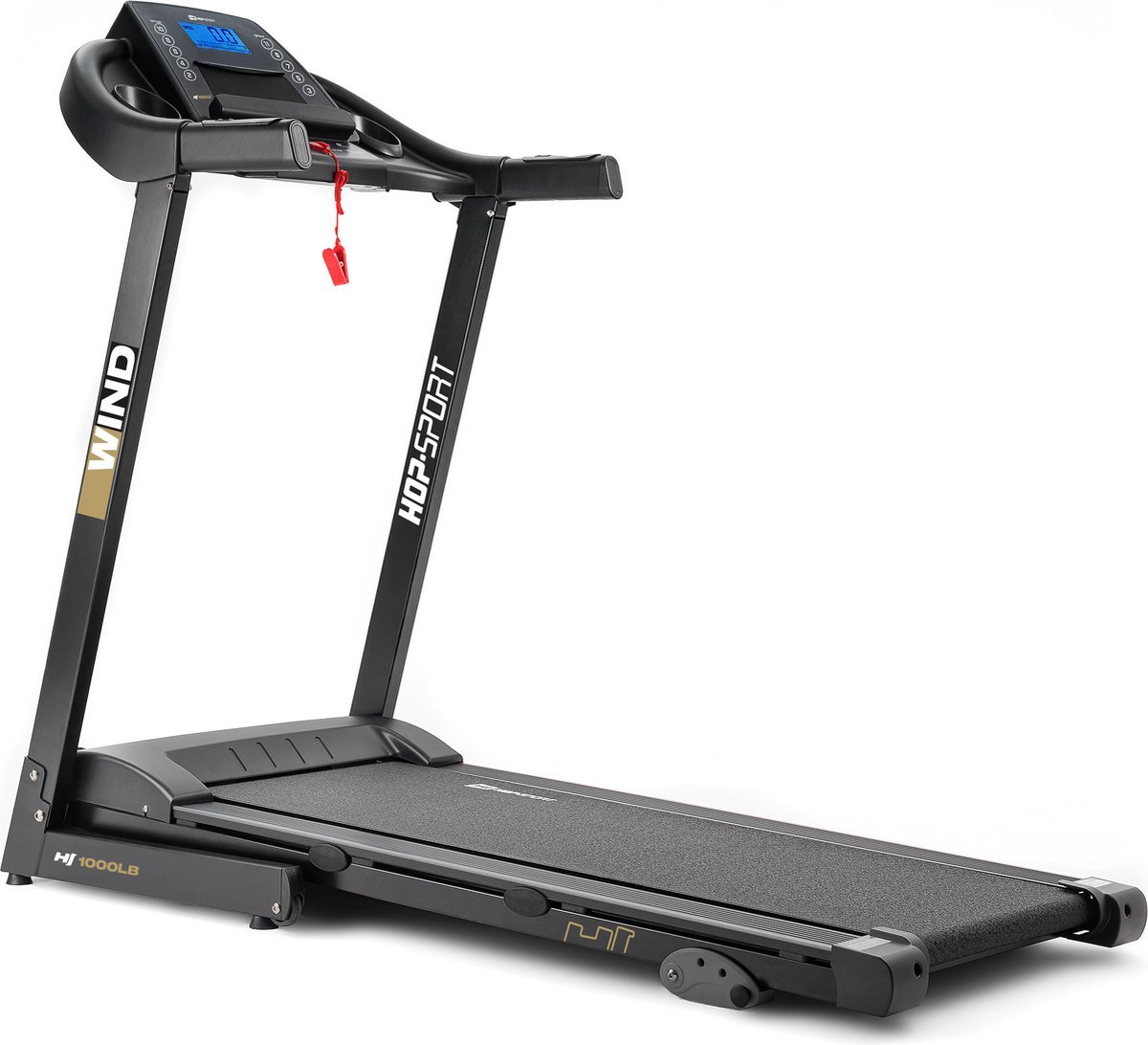 Hop-Sport Loopband HS-1000LB Wind - Elektrische Hardloopband met 12 Programma's, 2.0 PK Motor, 14 km/u & Bluetooth - 150 kg Belastbaar - Grijs (5902308236844)