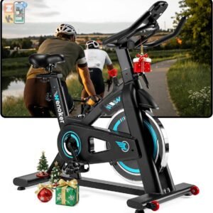 Indoor Cycling Hometrainer met LCD Monitor en Tablet Houder - Stationaire Fitnessbike tot 140 kg (9101064955280)