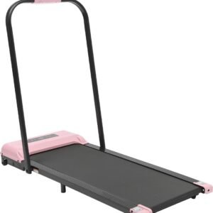 Inklapbare gemotoriseerde loopband met armsteun - Lichtgewicht roze design voor thuis, kantoor en sportschool (6152654469437)