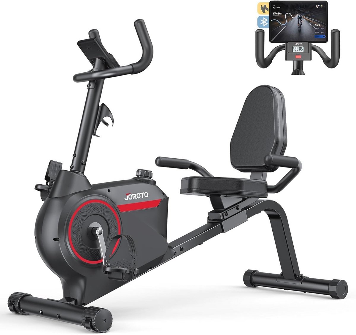 Ligfiets voor Thuis - Bluetooth Magnetische Hometrainer voor Senioren met LCD Scherm en Verstelbare Zitting (9101014355375)