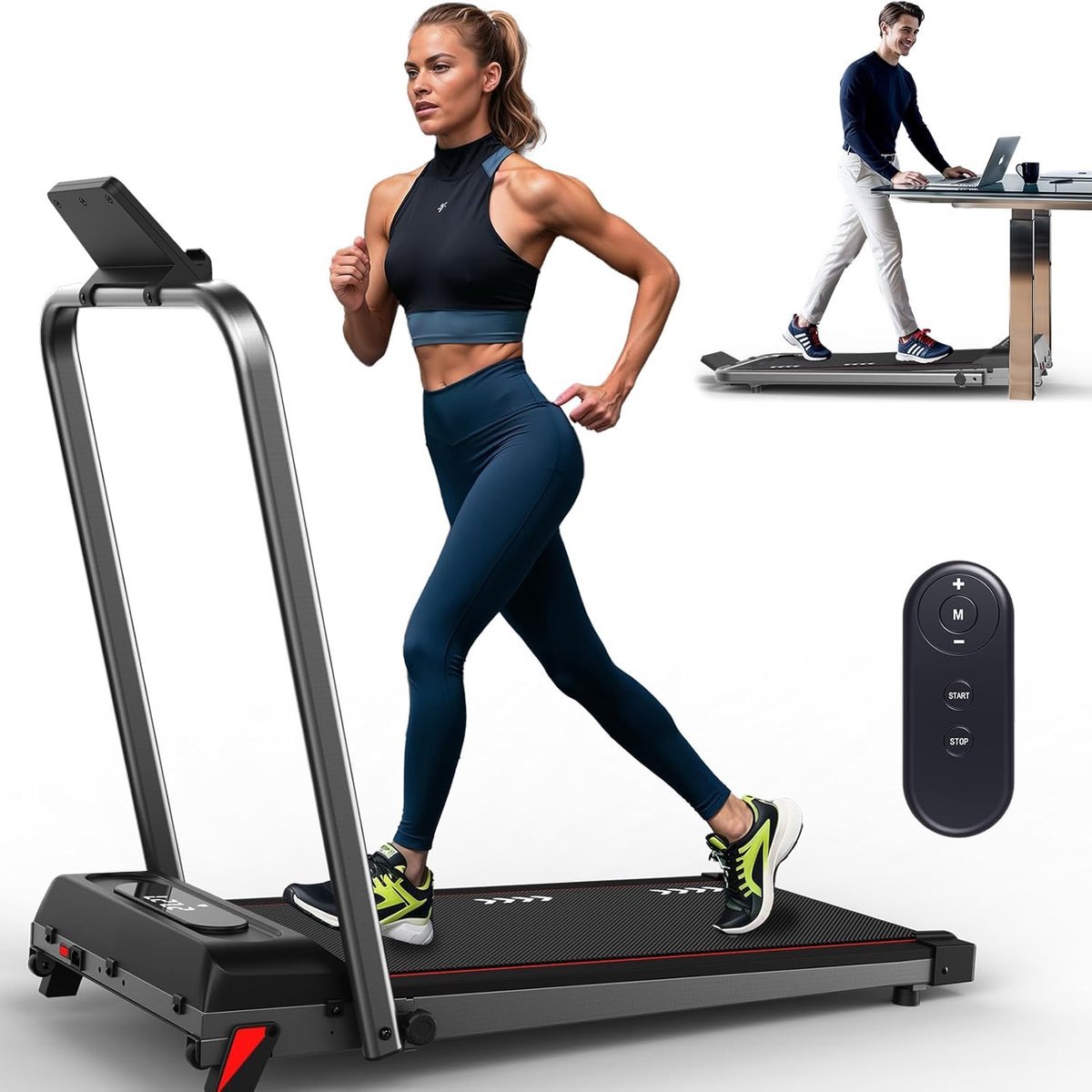 Loopbanden Voor Thuis - Loopband Inklapbaar - Opvouwbare Loopband Voor Thuis - Walking Pad Treadmill - Inklapbare Wandelband - Opvouwbaar En Stil - Vering En Demping - Fitness - Dunne En Lichteloopband Voor Thuis - Geen Montage Vereist (9507749166680)