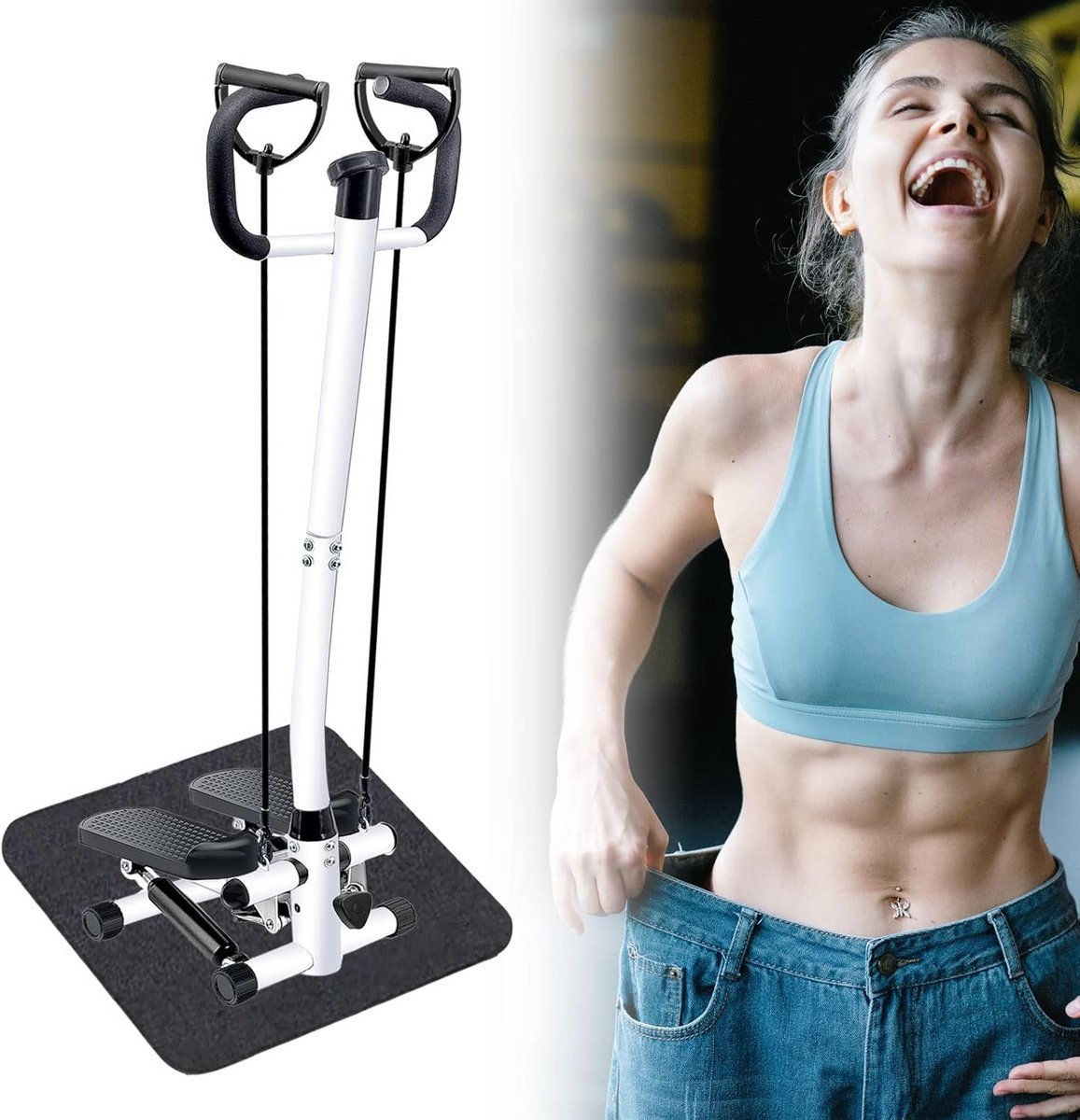 Mini Hometrainer Stepper met Display en Weerstandsbanden voor Full-Body Workout (9101094230524)