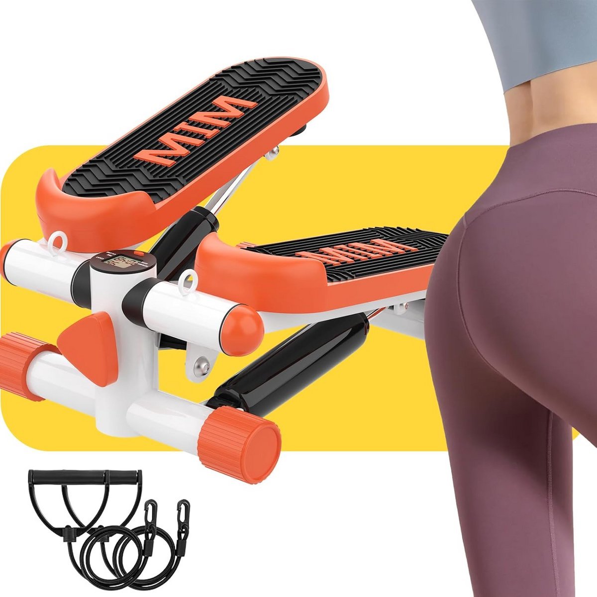 Mini Hometrainer Stepper met Twistbeweging en Weerstandsbanden voor Full Body Workout (9101066144873)