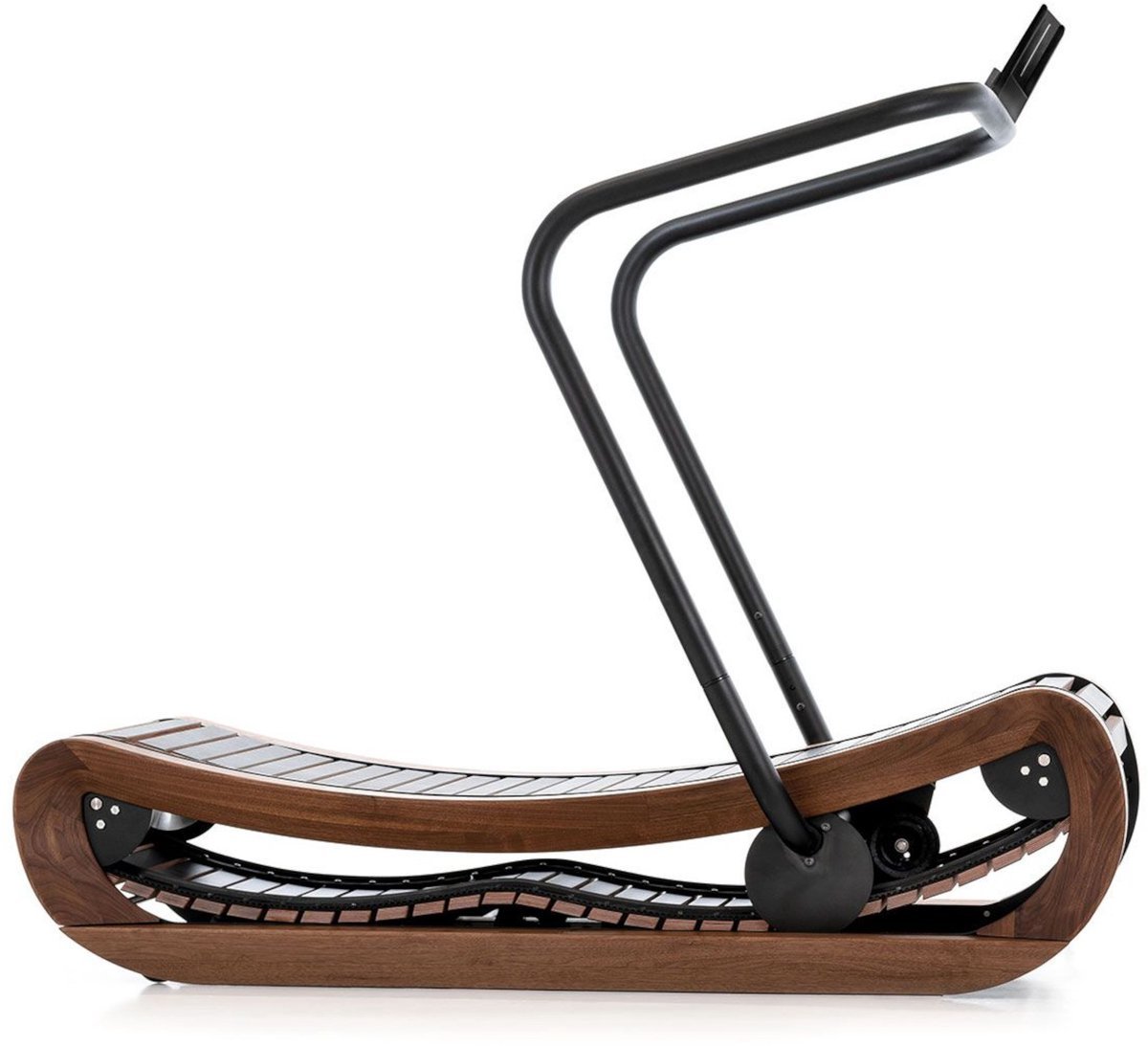 Nohrd Sprintbok V.2 Notenhout - Motorloze, Gebogen Loopband met App (4260263020504)