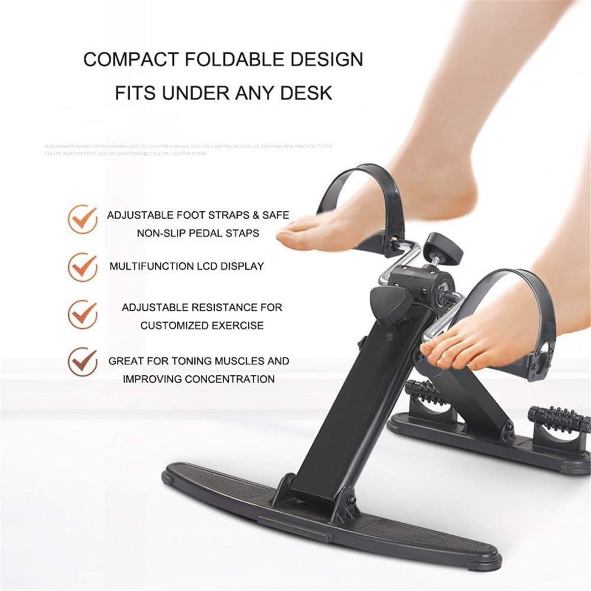 Opvouwbare loopband en voetpedaaltrainer met digitale LCD-display en verstelbare weerstand voor senioren (6152654991976)