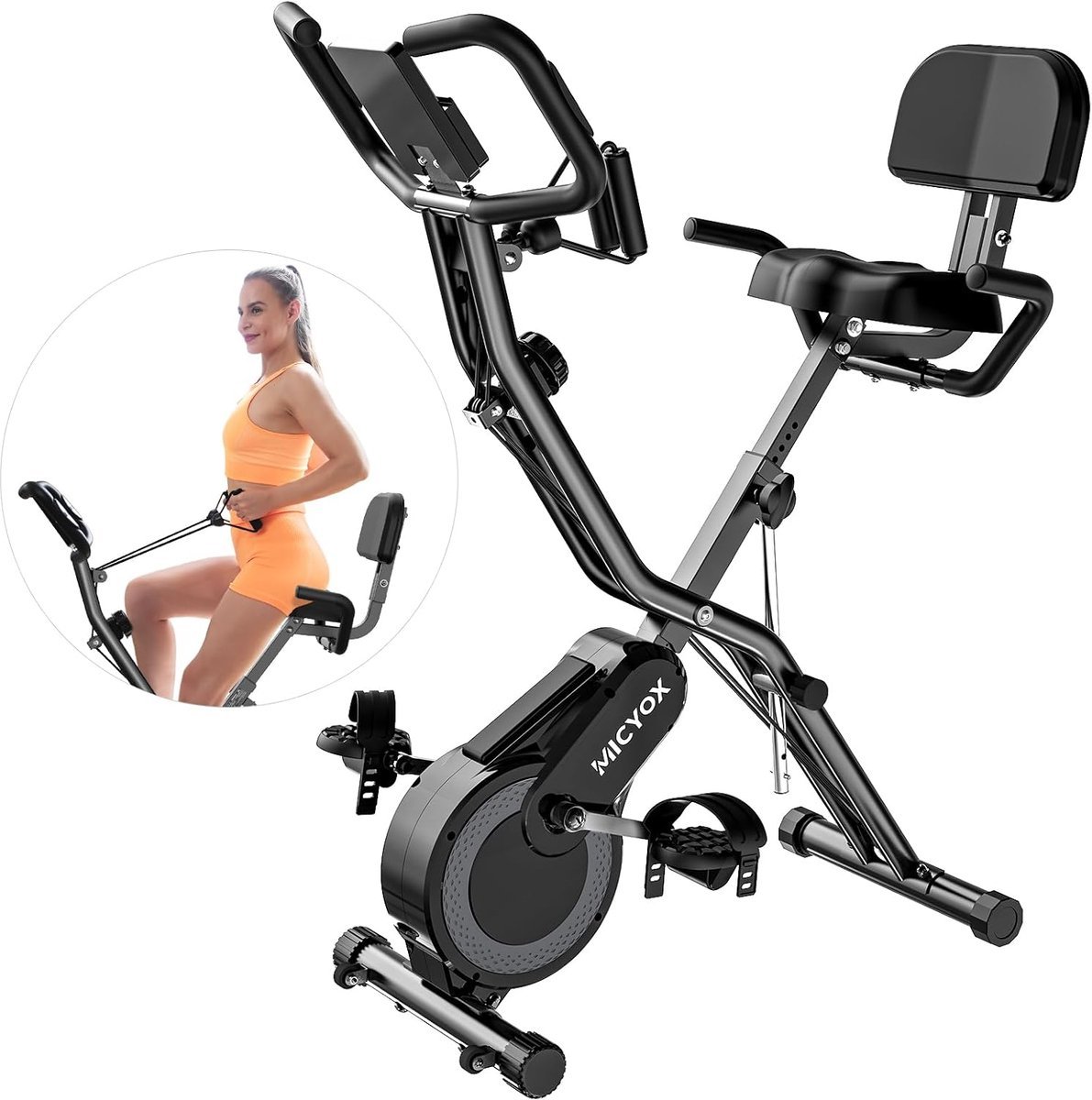 Opvouwbare magnetische hometrainer met groot zadel en 16 weerstandsniveaus (6152149586533)