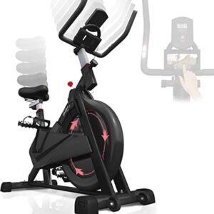Physionics® Hometrainer, met display, ergometer, vliegwiel van 8 kg, zadel, stuur en weerstand verstelbaar - hometrainer, fitness, binnen, cardio, fiets, stil (9101017866243)