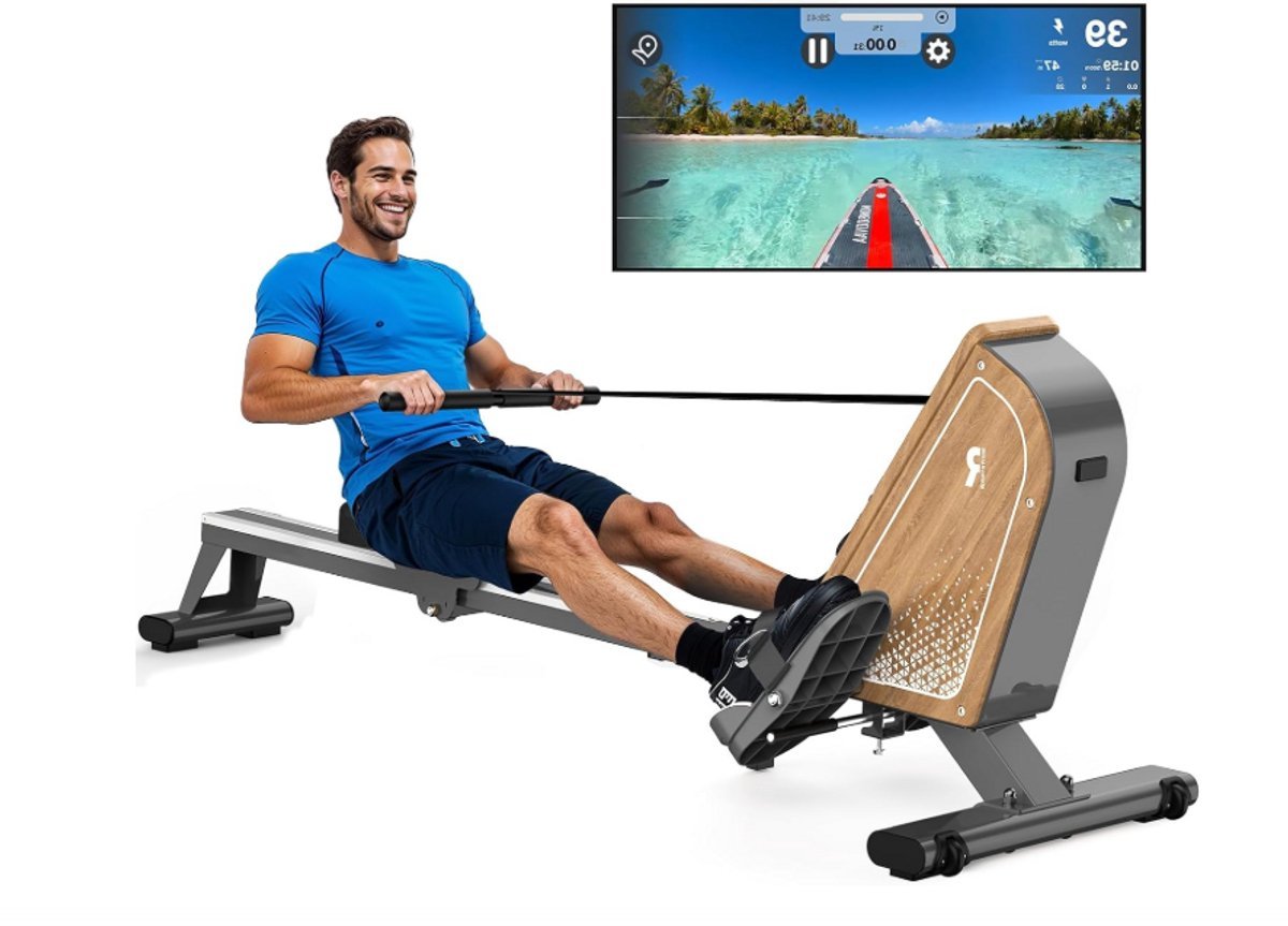 Roeimachine - Roeitrainer - Fitnessapparaat - Trainingsmachine - Hometrainer - Magnetische Weerstand 16 Niveaus - Bluetooth Monitor & Compact Opvouwbaar (8721391522668)