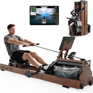 Roeitrainer - Roeimachine - Fitnessapparaat - Waterroeier - Homegym - Houten Design - Realistische Waterweerstand (8721391522262)