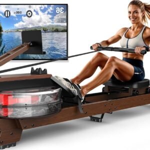 Roeitrainer - Roeimachine - Waterroeier - Houten Roeitoestel - Fitnessapparaat - Massief Hout - Bluetooth Monitor - Opvouwbaar - Geschikt voor 1,20-2m - Max. 175 kg belastbaar (8721391522644)