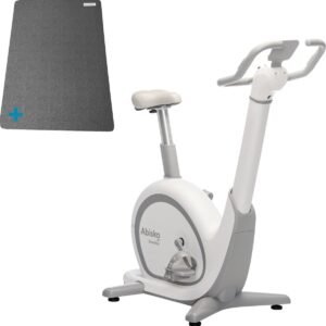 Skandika Abisko Ergometer SET - Hometrainer - Ergometer (106l x 57.5b x 123hcm) + Mat (60 x 120cm) - Wereldprimeur - Premium EMS weerstand, slimme app controle, stuur- en zadelverstelling, 36 weerstandsniveaus, bluetooth, computer display - wit (4262393517176)