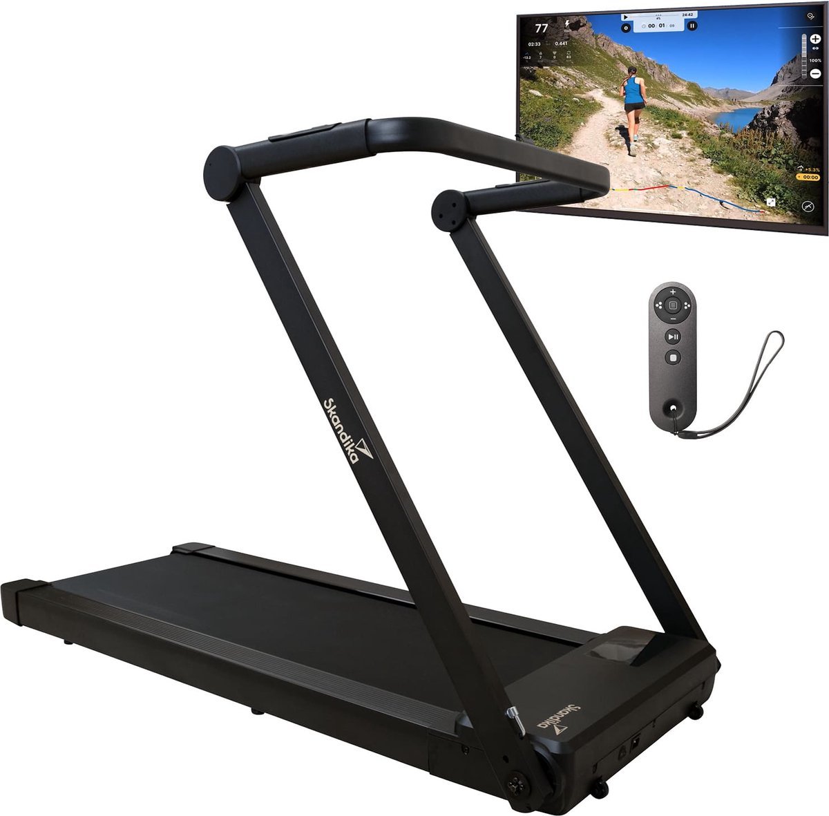 Skandika Loopband Nordik K12 - inklapbaar, walking pad, 1-12 km/u, LED-display, app-compatibel, afstandsbediening, 121 x 44 cm loopoppervlak, opvouwbaar | fitnessapparaat, duurtraining voor thuis (4262393513635)