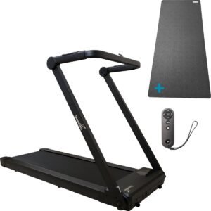 Skandika Nordik K12 Walking Pad SET - Loopband - Loopband (146l x 73b x 116h cm) + Mat (90 x 200 cm) - Tot 12km/h, opvouwbaar, breed loopoppervlak, transportrollen, opvouwbaar - Max. 125 kg Gebruikersgewicht - Kantoor, thuis, voor bureau - zwart (4262393517206)