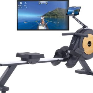 Skandika zelfgenererende roeitrainer met generator Njord P6-G - 32 elektrische weerstandsniveaus, tot 200 cm en 135 kg, compatibel met Kinomap-app, voor thuis | Fitnessapparaat voor krachttraining (4262393519828)