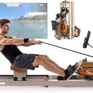 Waterroeimachine - Roeitrainer - Fitnessapparaat - Trainingsmachine - Opvouwbare Roeimachine - Bluetooth Monitor - Inklapbaar Ontwerp - Maximaal 160 kg Belastbaar (8721391522453)