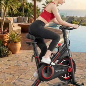 Hometrainer met Magneetweerstand - Stil en Ergonomisch Fitnessfietstraining voor Binnen, 15 kg Vliegwiel, 0-100% Instelbare Weerstand, LCD Monitor, Tablethouder & Bekerhouder - Designbest Rood (9506229333598)