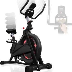 Physionics® Hometrainer, met display, ergometer, vliegwiel van 8 kg, zadel, stuur en weerstand verstelbaar - hometrainer, fitness, binnen, cardio, fiets, stil (9101140457714)