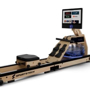 Sportstech AquaElite roeitrainer met water voor thuis, inklapbaar, LED-watertank, 21,5" display met app, 360° draaibaar (4250795244820)