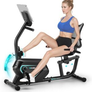 Wenoker Hometrainer met magneetrem, hartslagsensoren en lcd-display, 8 weerstandsniveaus, zitergometer met rugleuning, voor thuis, tot 160 kg (9101140460929)
