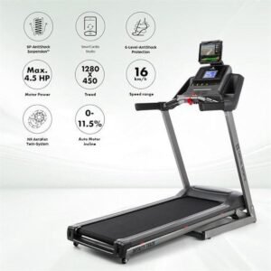 Capital Sports Infinity Track Loopband - 5 PK Treadmill met Geïntegreerde Luidsprekers & AUX-IN, Loopband met Hartslagsensor, 36 Programma's, Opvouwbaar, Transportwielen, Lichtgrijs (4060656106767)